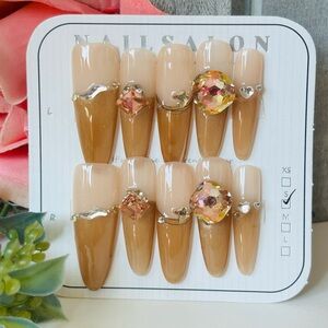 Elegant Brown and Nude Press-On Nails